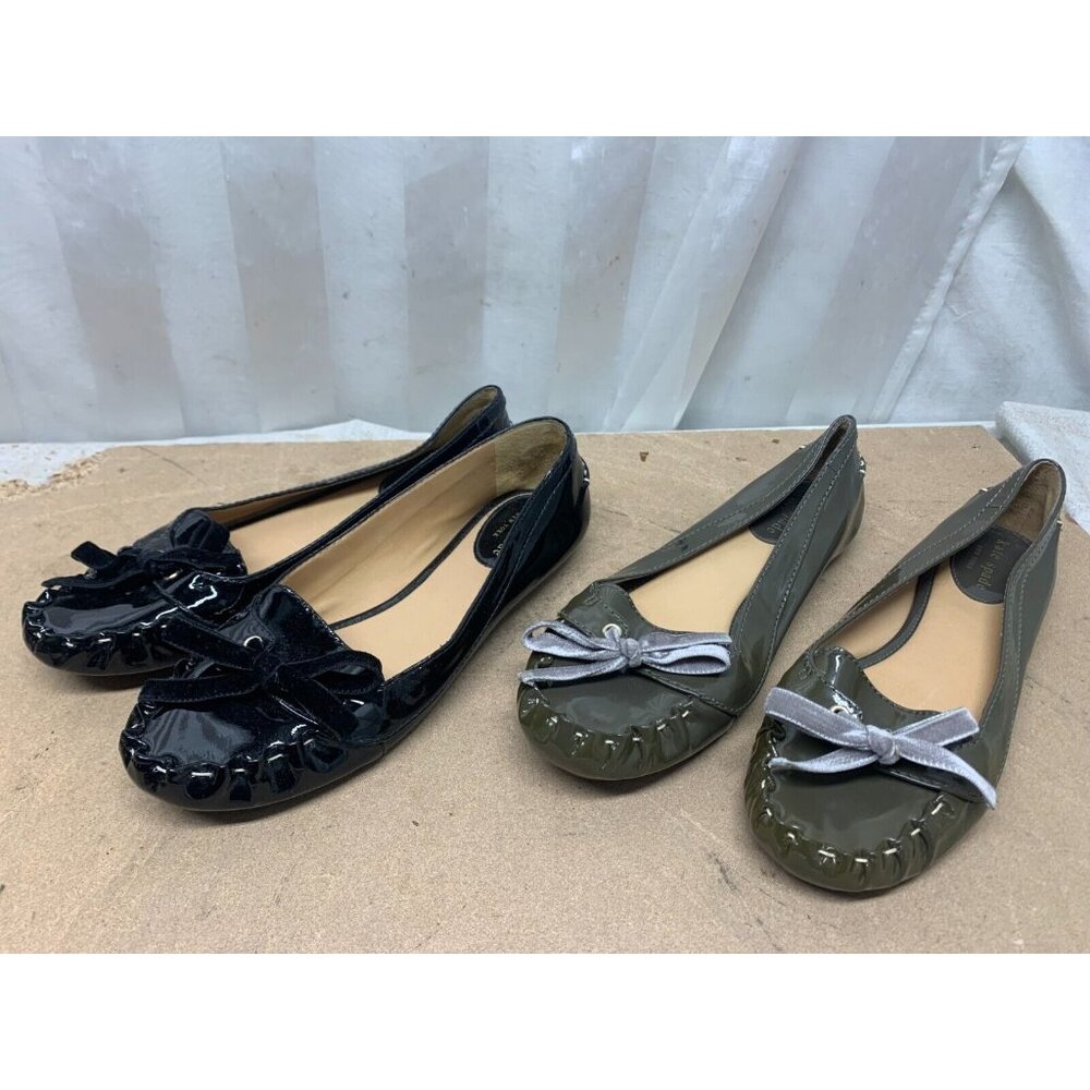 Two Pair Kate Spade Women's Girls Flat Shoes Slip On Size 6M Black & Gray Loafer